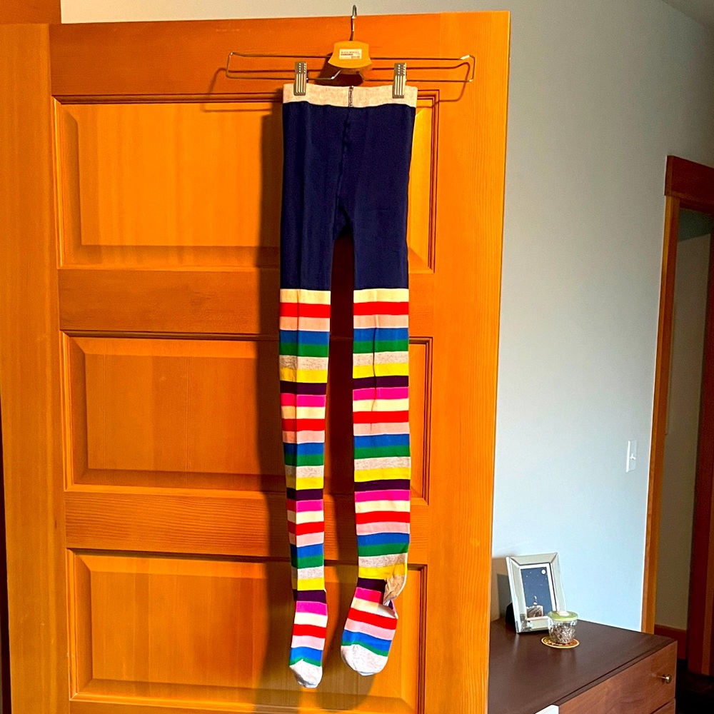 Girl’s Mini Boden Rainbow Striped Tights Size 9-10
